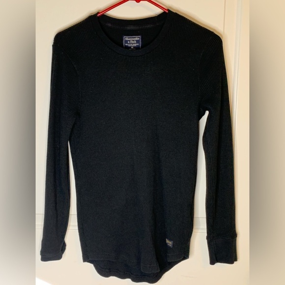 Men’s XS Abercrombie & Fitch Waffle Black Long Sleeve Pullover, Preloved in EUC - Picture 1 of 2